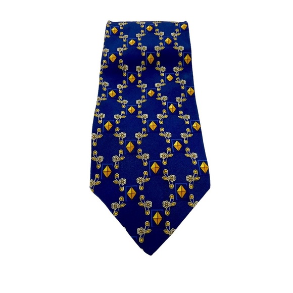 Valentino Cravatte Dress Tie Blue and Gold - Picture 1 of 4